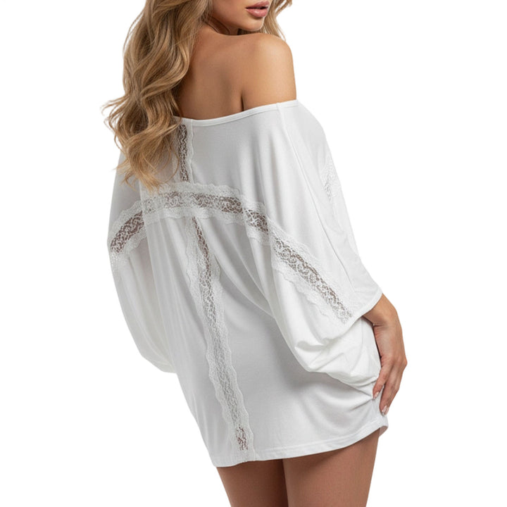 Sheer Off The Shoulder Top Batwing Sleeve Casual Lace Cover Ups Women Sexy Loose Clothes for Going Out Travel like-minded