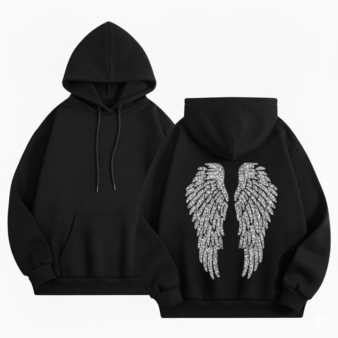 Angel Wings Hoodie Women Sequin Glitter Casual Oversized Long Sleeve Pullover Hoodies Trendy Tops for Travel here