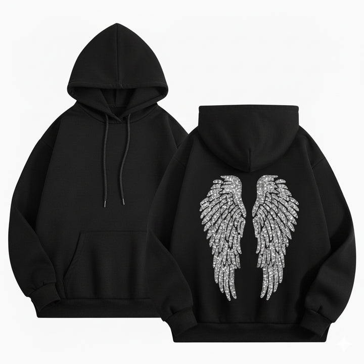 Angel Wings Hoodie Women Sequin Glitter Casual Oversized Long Sleeve Pullover Hoodies Trendy Tops for Travel here