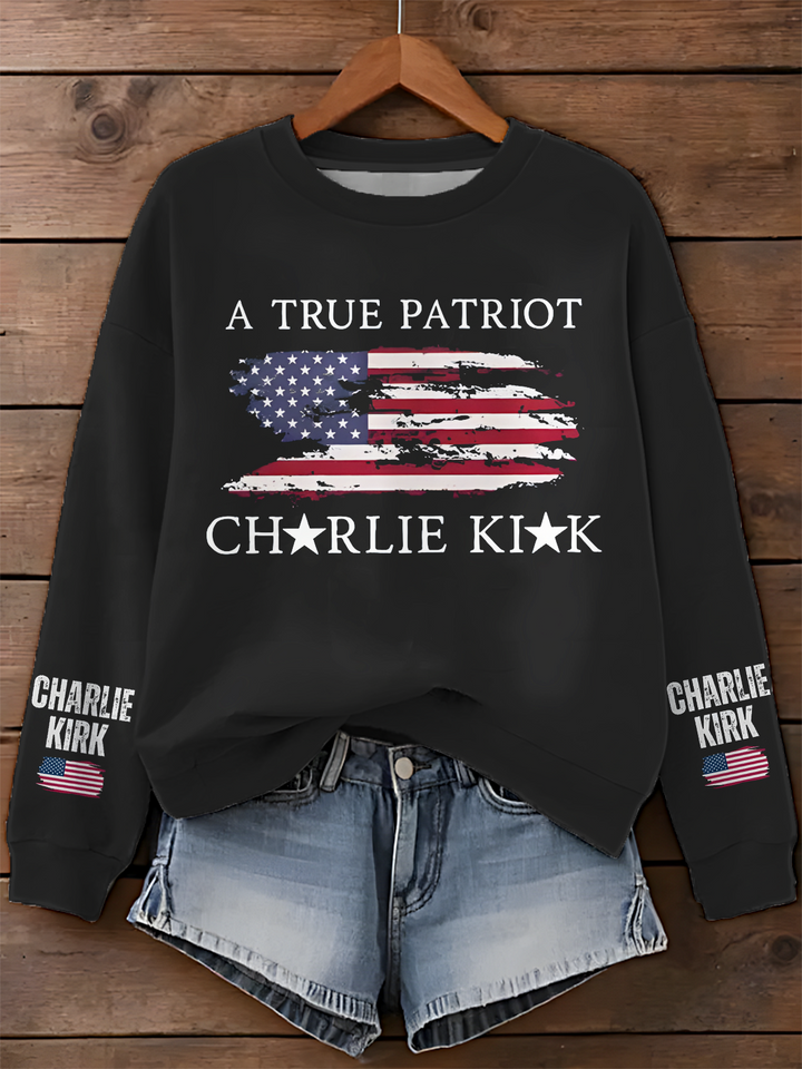 Charlie Kirk Memorial Printed Long Sleeve Casual Top