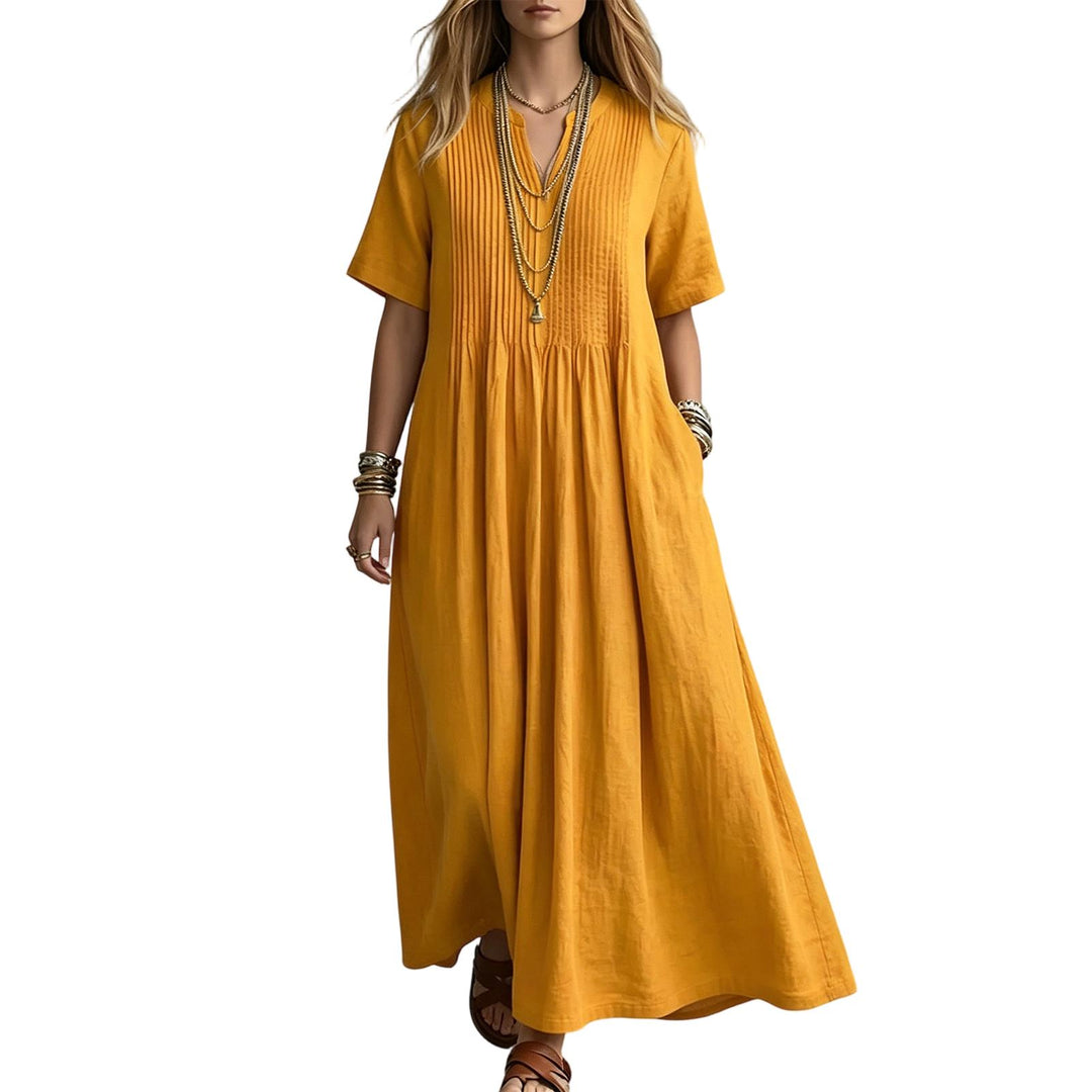 Short Sleeve Maxi Dress V Neck Short Sleeve Casual Long Dresses Loose Summer Clothes for Vacation Dating welcoming