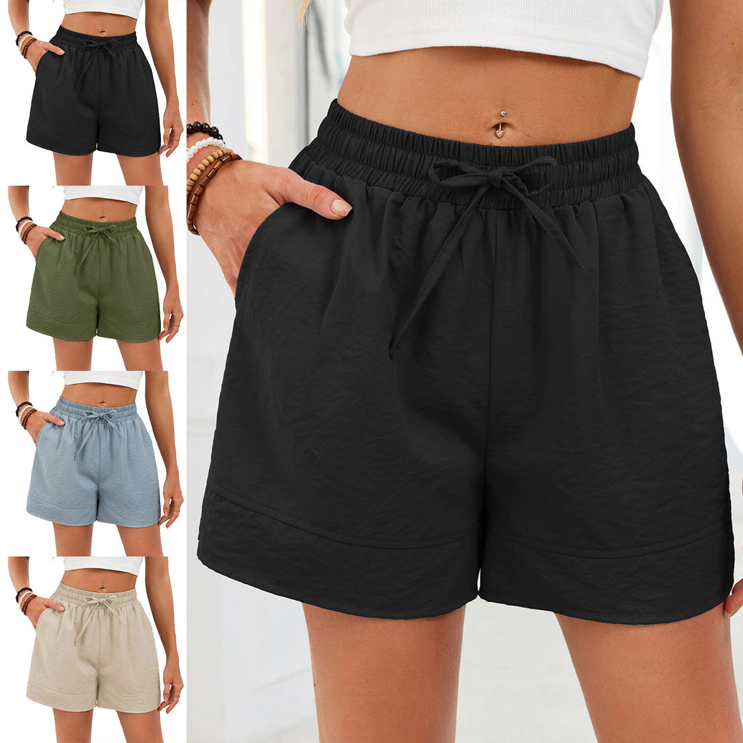 Womens Shorts Casual High Waist Summer Drawstring Elastic Waist Shorts Casual Trendy Pants for Walking Travel applied