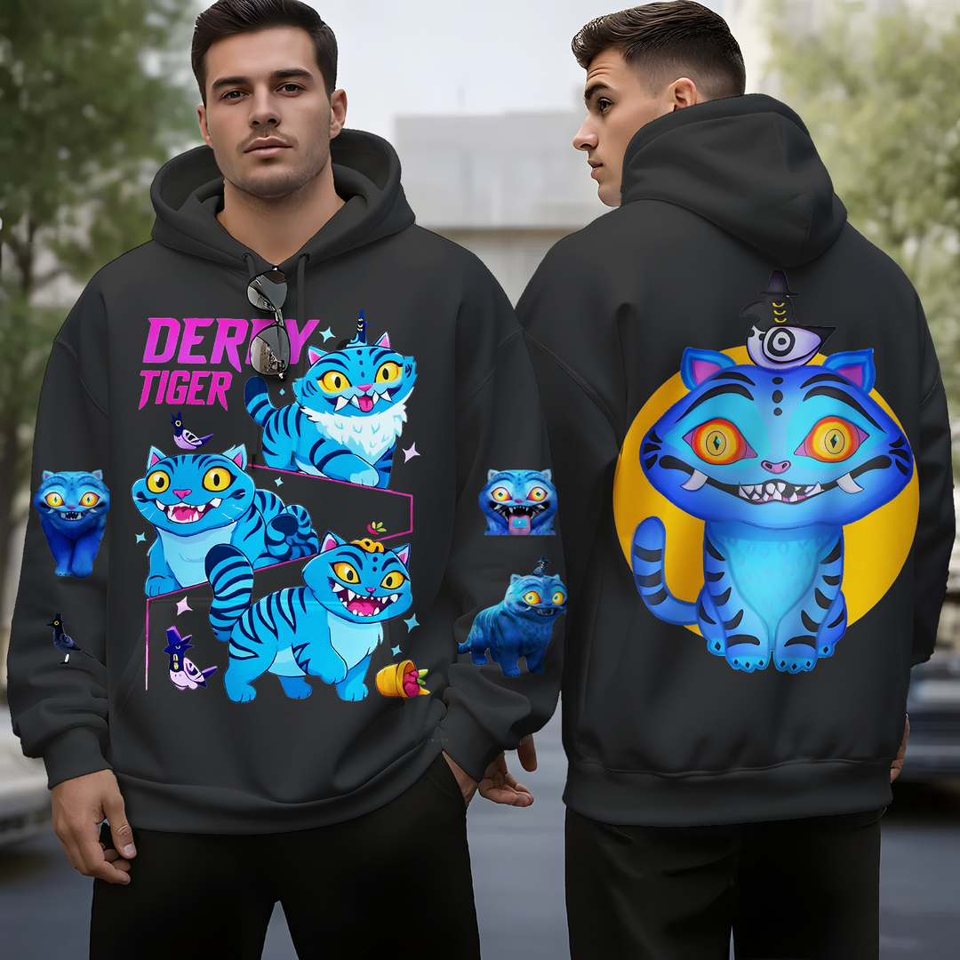 Demon Hunter Tiger Unisex Long Sleeve Hooded Pocket Sweatshirt