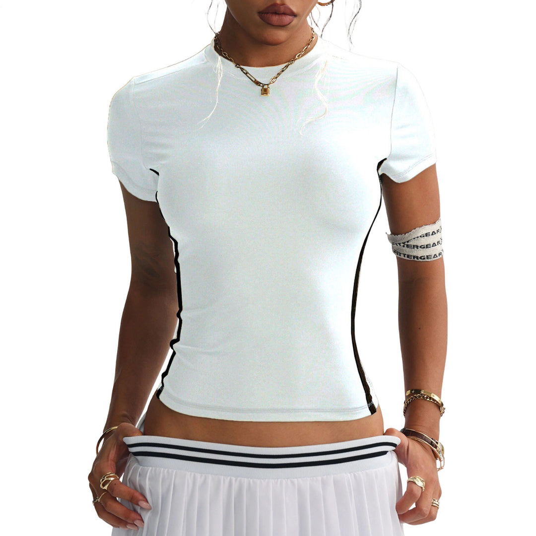 Workout T Shirts for Women Crewneck Slim Fit Workout Athletic Tees with Built-in Pads for Exercise Running capable