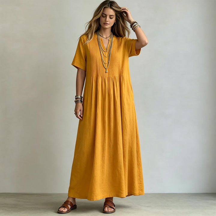 Short Sleeve Maxi Dress V Neck Short Sleeve Casual Long Dresses Loose Summer Clothes for Vacation Dating welcoming
