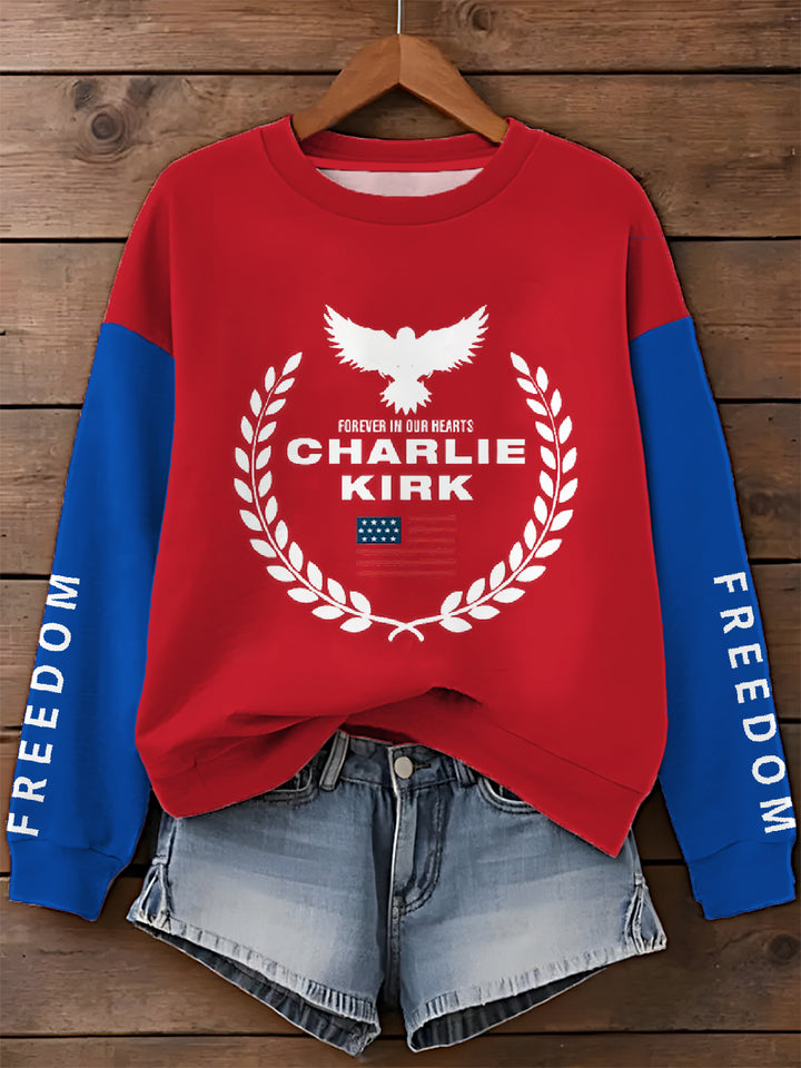 In Memory of Charlie Kirk Printed Long Sleeve Casual Top