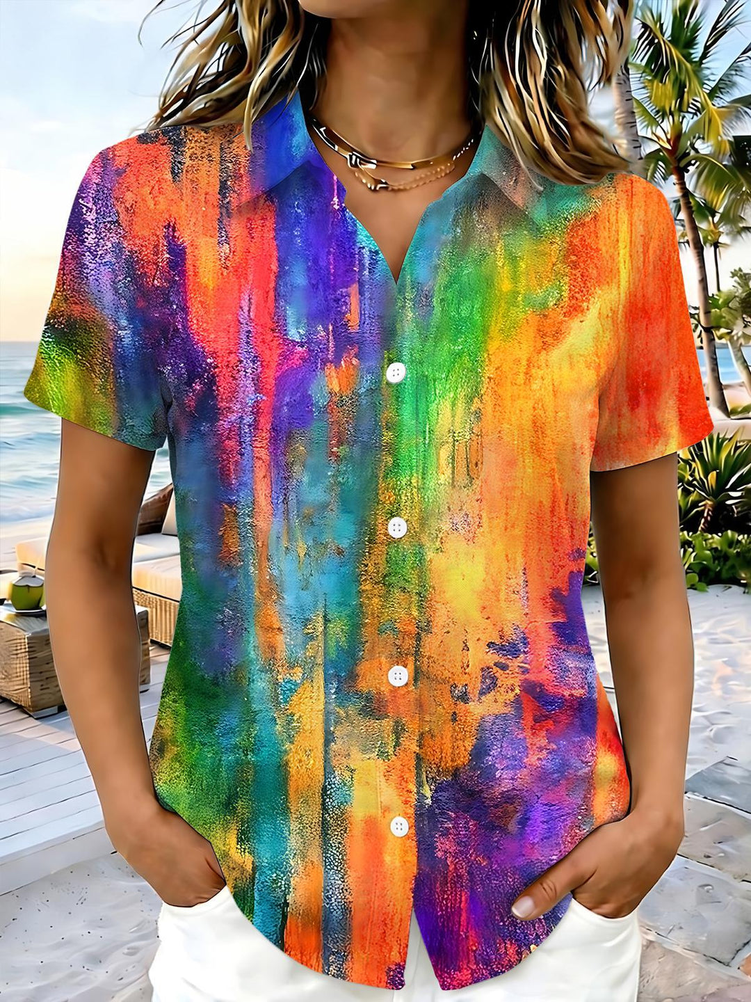 Tie Dye Women's Short Sleeve Shirts