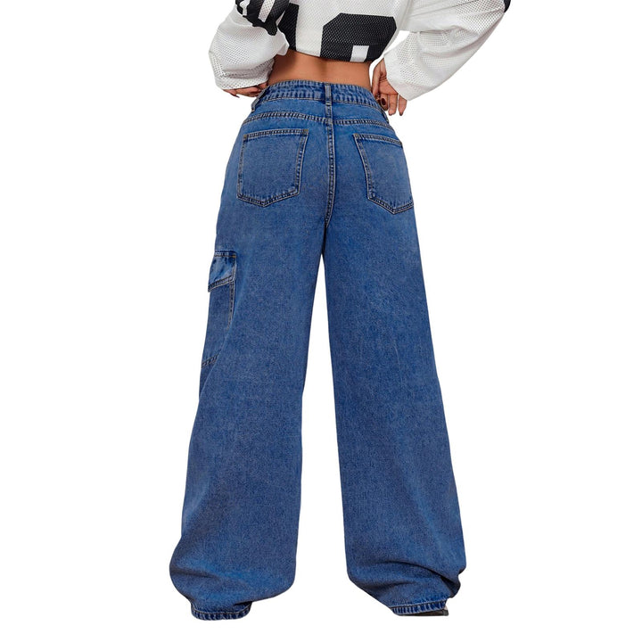 Women's Baggy Jeans Bow Tie Boyfriends Straight Leg Loose Trendy Mid Rise Denim Pants for Travel Daily Wear amiable