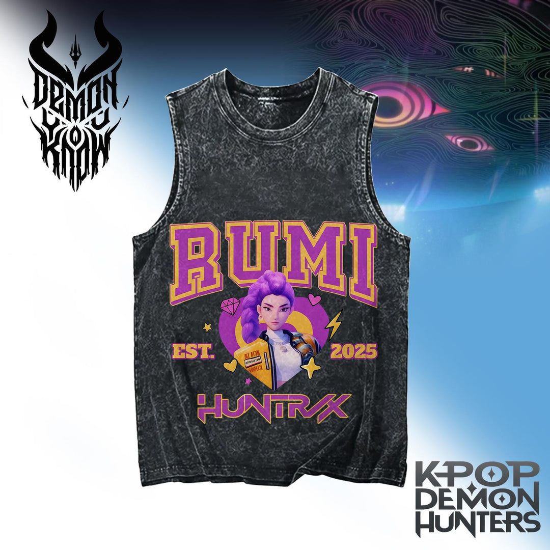 Demon Hunter Washed Cotton Round Neck Sleeveless Vest