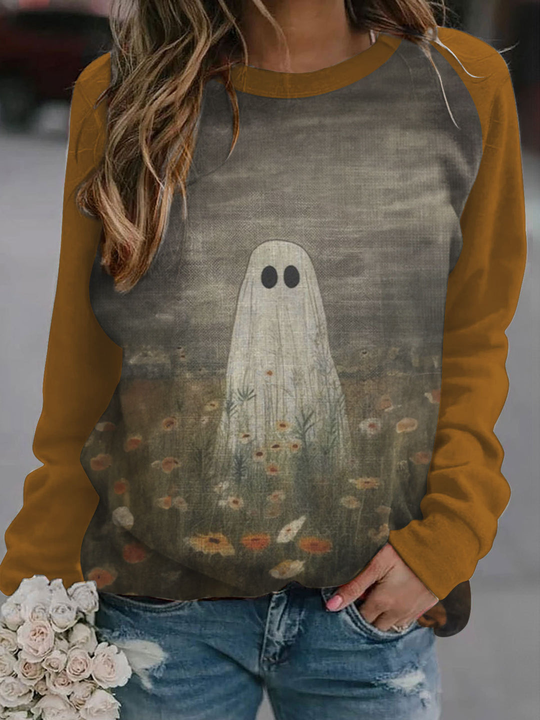 Fireflies Ghost Raglan Long Sleeve Top