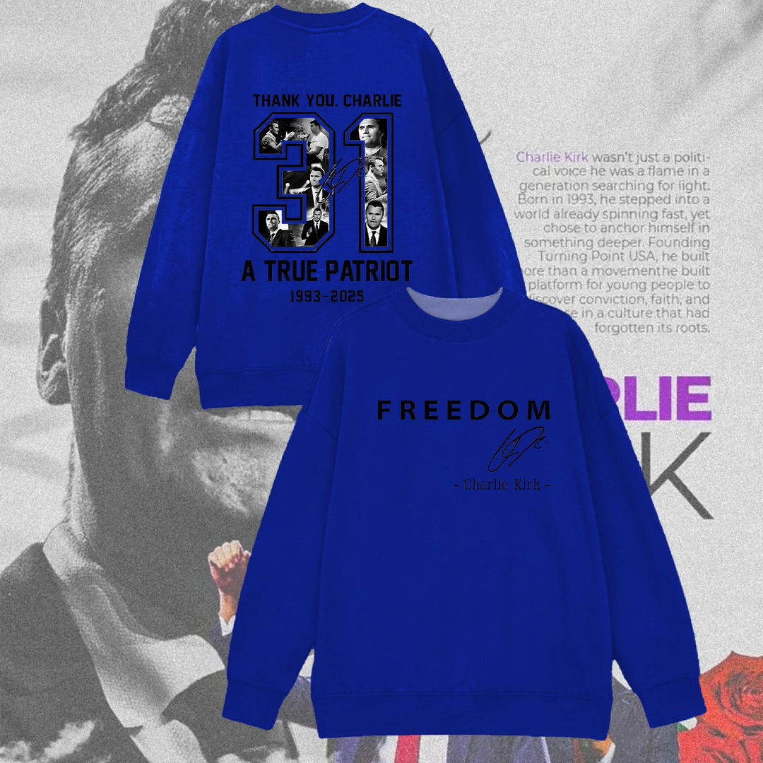 In Memory of Charlie Kirk Printed Long Sleeve Casual Top