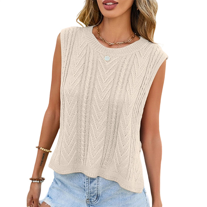Knit Sleeveless Tops for Women Crew Neck Casual Cable Knit Tank Tops Solid Summer Sleeveless Shirt Daily Wear successful