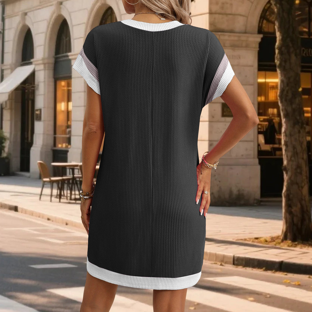 Womens Tshirt Dress Round Neck Casual Summer Ribbed Knit Tunic Tshirt Fashion Dresses for Daily Wear Work adorable