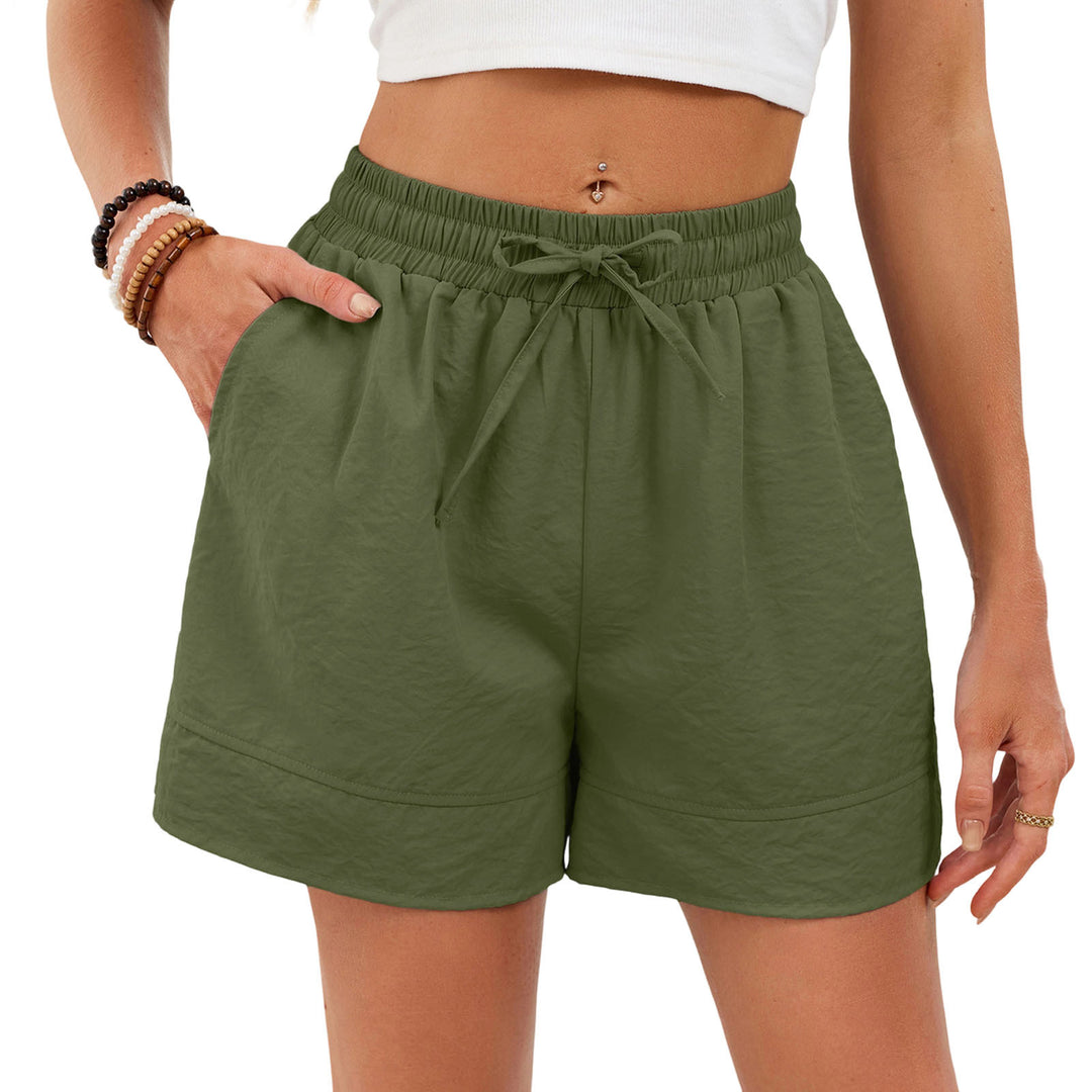 Womens Shorts Casual High Waist Summer Drawstring Elastic Waist Shorts Casual Trendy Pants for Walking Travel applied