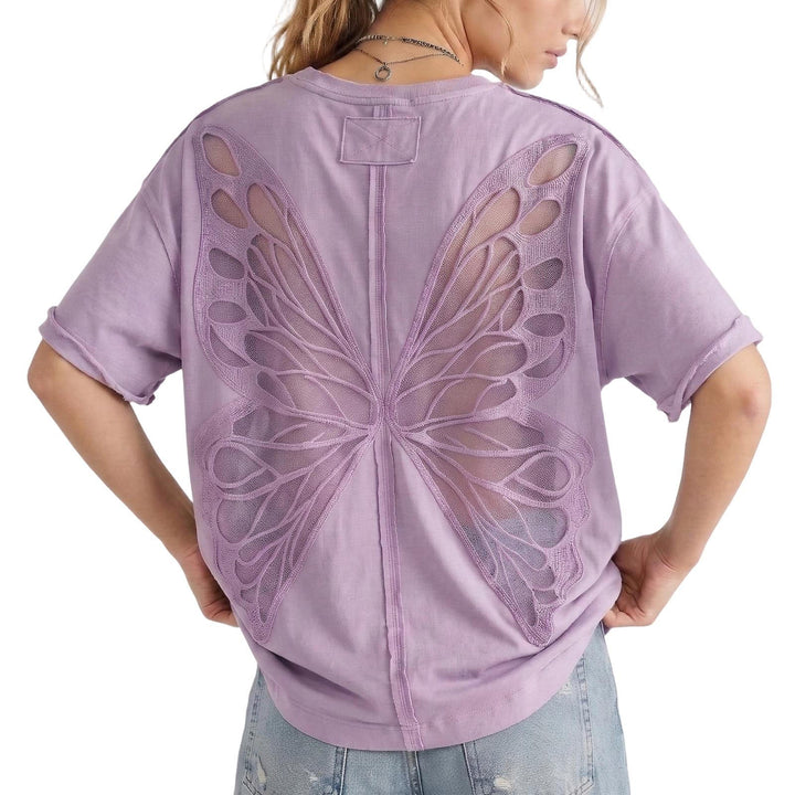 Cut Out Tops for Women Butterfly Cut Out Back Fashion Casual T Shirts Loose Fit Basic Tops for Going Out newcomer