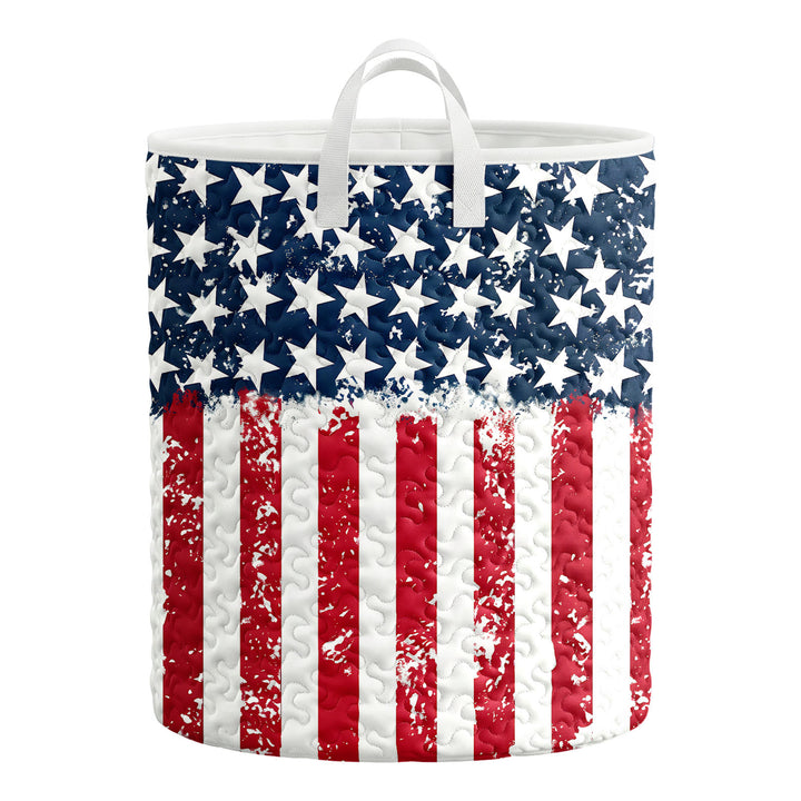 American Flag Laundry Basket Quilted Summer Holiday Basket Large Laundry Hamper with Handles for Bedroom adorable