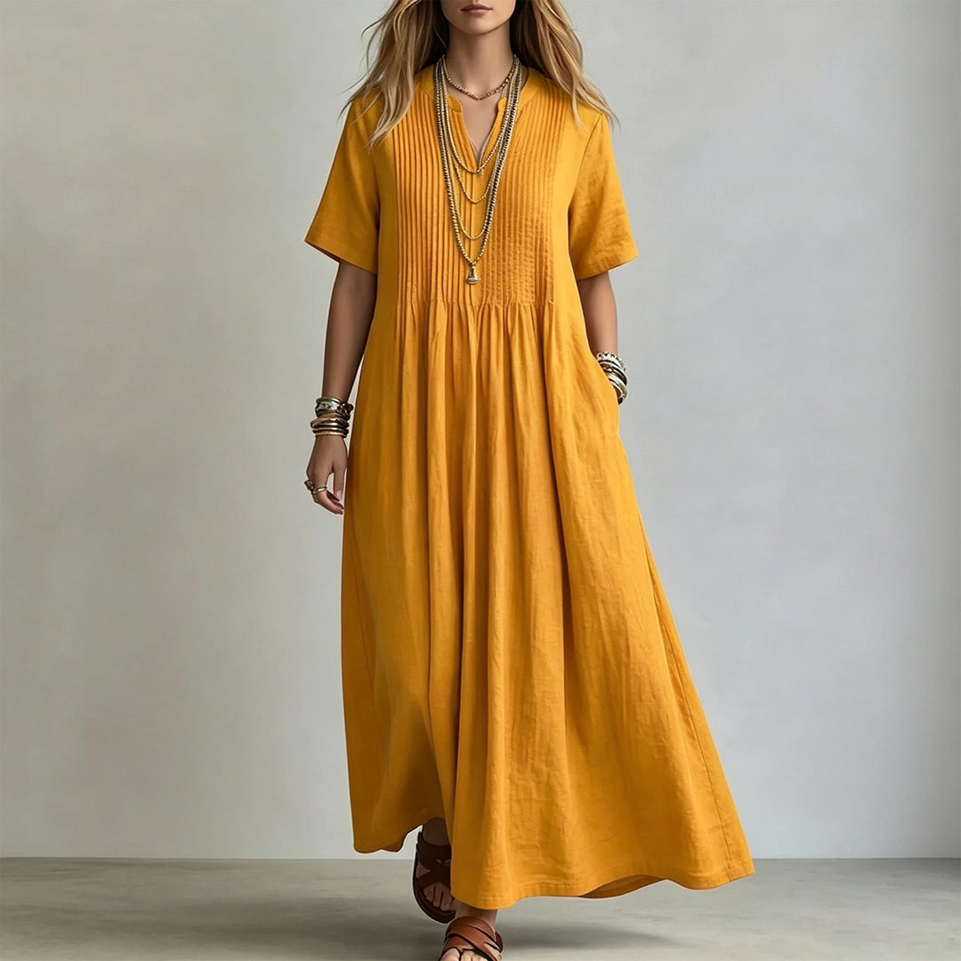 Short Sleeve Maxi Dress V Neck Short Sleeve Casual Long Dresses Loose Summer Clothes for Vacation Dating welcoming