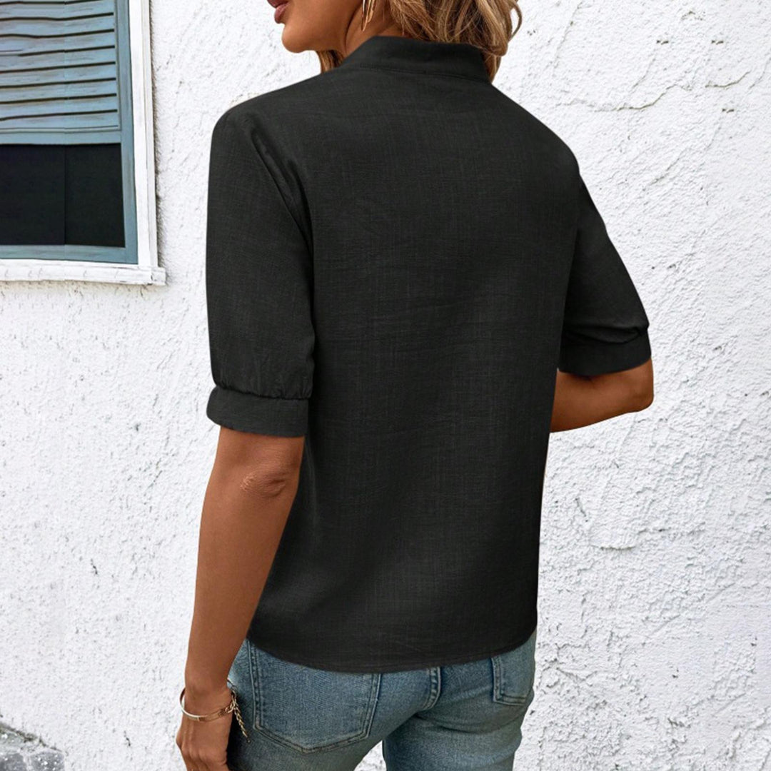 Embroidered Blouses for Women V Neck Floral Embroidered Top Short Sleeve Blouses Fashion Clothes for Travel generous