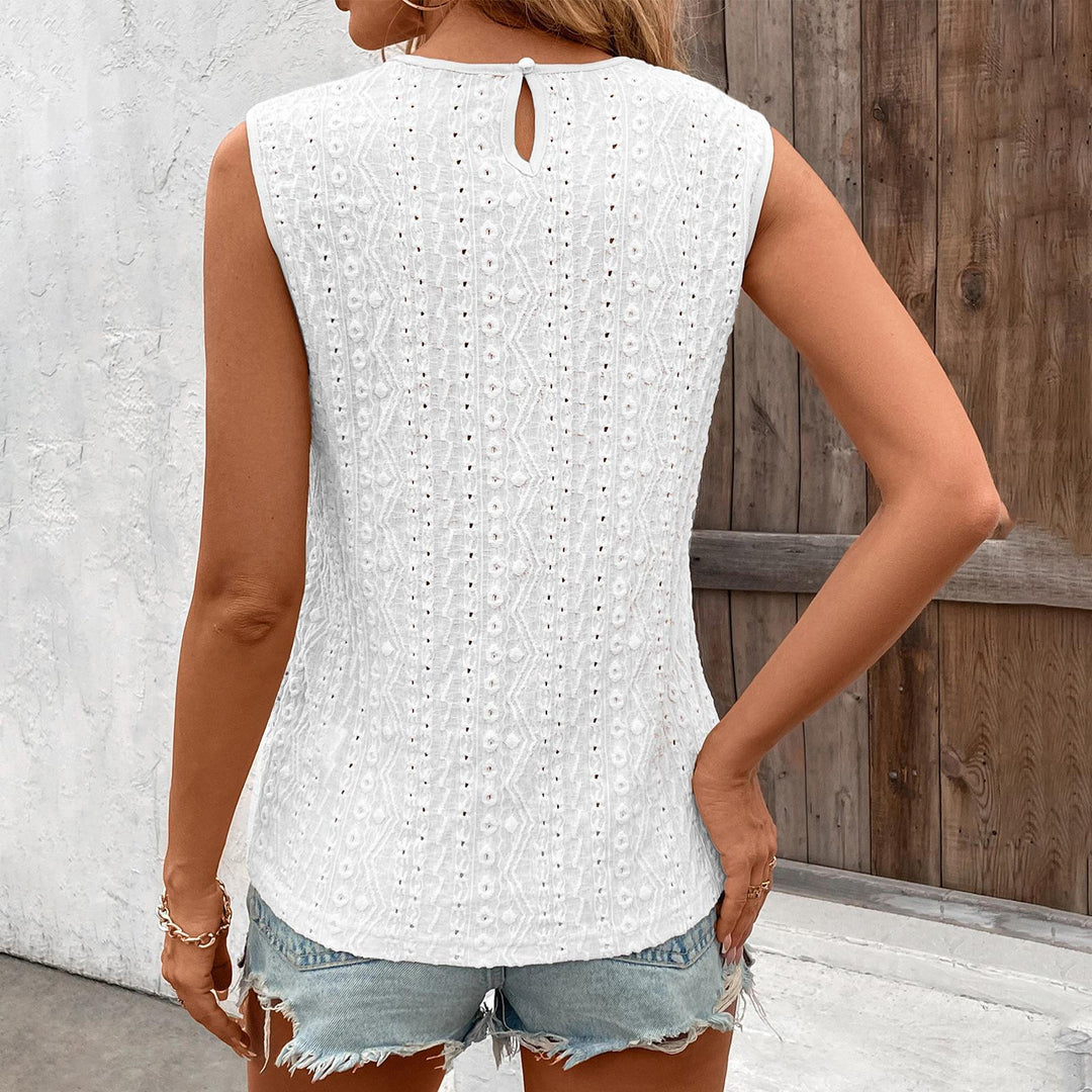 Tank Tops for Women Lace Eyelet Crewneck Sexy Sheer Floral Lace Tank Cami Shirt Summer Going Out Top for Club helpful