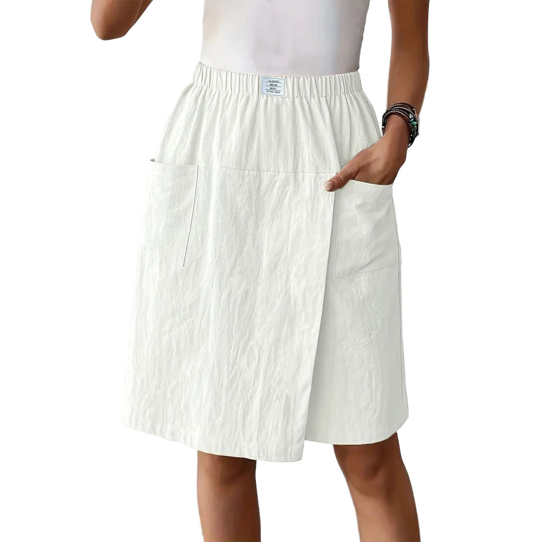 Womens Skorts with Pockets Wrap Summer Casual Bermuda Shorts Elastic Waist Wide Leg Skorts for Running Sports regular