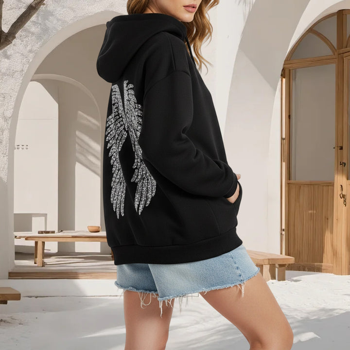 Angel Wings Hoodie Women Sequin Glitter Casual Oversized Long Sleeve Pullover Hoodies Trendy Tops for Travel here