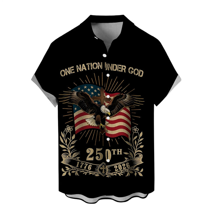 Flag Button Up Shirt Men 250 Years of Freedom Short Sleeve Hawaiian Shirts Summer Tops for Independence Day expert