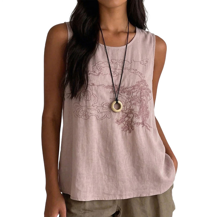 Embroidered Sleeveless Tops for Women Embroidered Summer Sleeveless Shirts Loose Fit Tank Tops for Vacation gifts