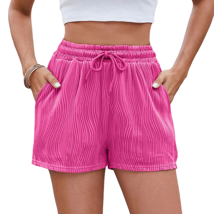 Womens Elastic Waist Shorts Drawstring Loose Elastic Waist Shorts with Pockets Textured Bottoms for Beach charitable