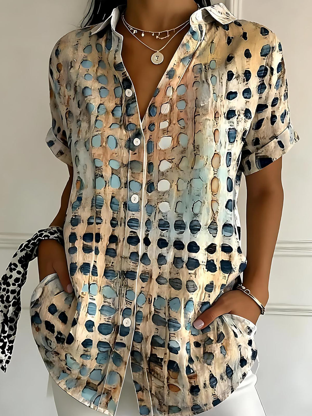 Retro Geometry Women's Short Sleeve Shirts