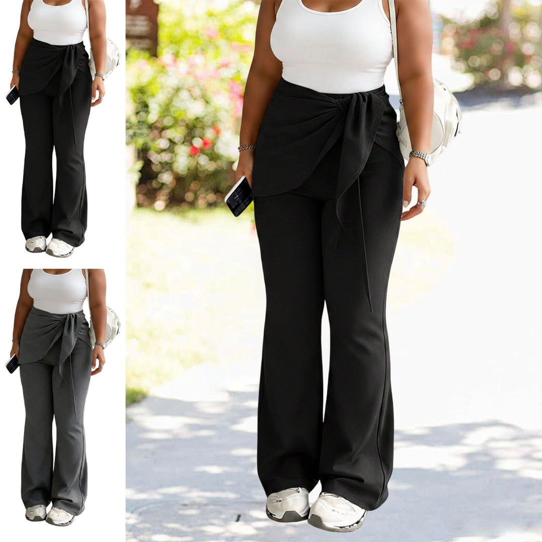 Womens Flare Leggings High Waist Skirted Yoga Leggings Casual Fake Two Piece Tie Front Pants for Fitness kindly