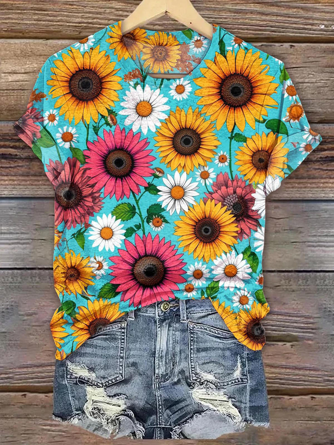 Flower Crew Neck T-shirt