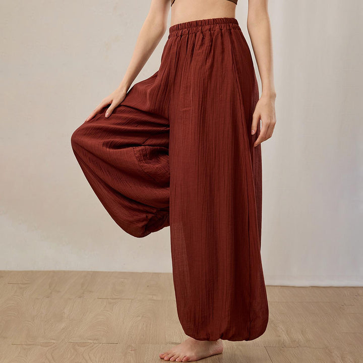 Yoga Harem Pants Women Elastic Waist Casual Yoga Pants Boho Flowy Hippie Trousers for Workout Sports Dance like-minded