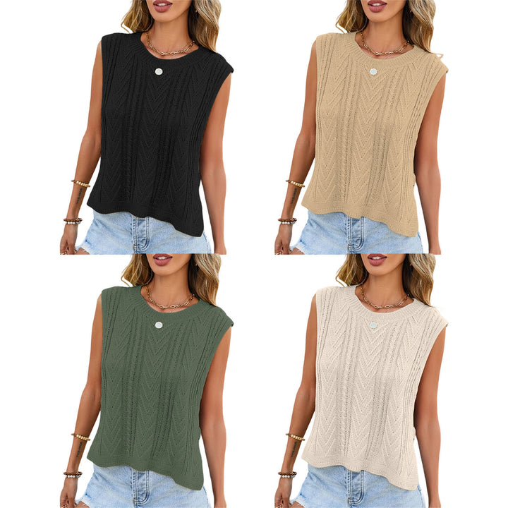 Knit Sleeveless Tops for Women Crew Neck Casual Cable Knit Tank Tops Solid Summer Sleeveless Shirt Daily Wear successful
