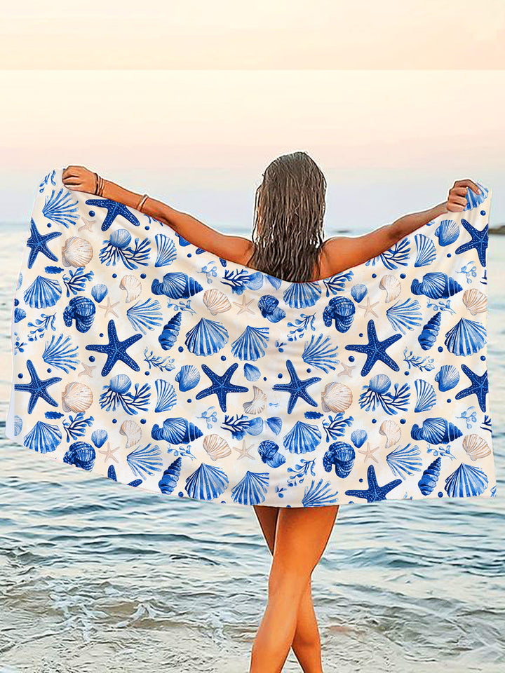 Sea Life Vacations Flannel Beach Towel