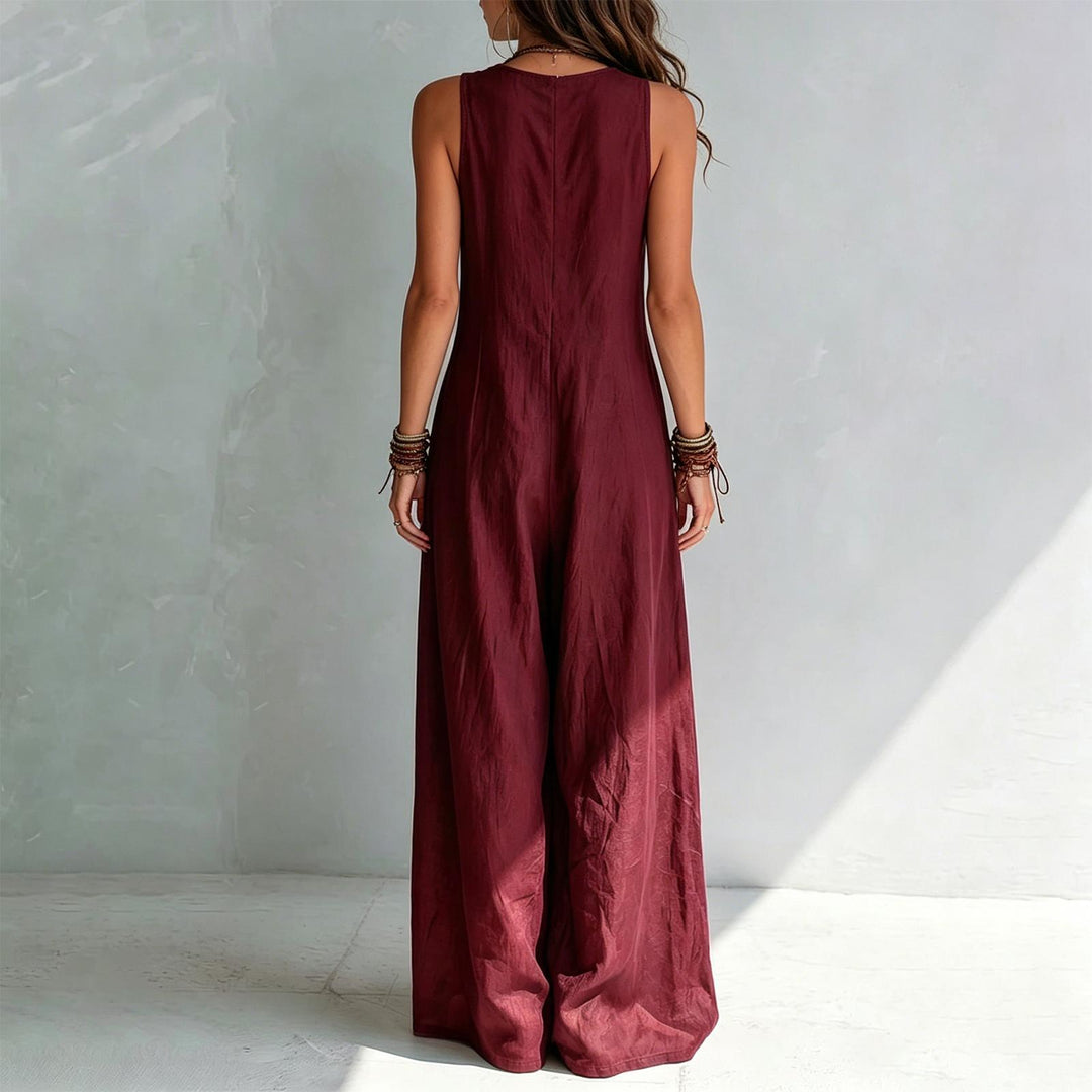 Wide Leg Jumpsuit for Women V Neck Summer Sleeveless Jumpsuits Long Overalls with Pockets for Streetwear gaudily