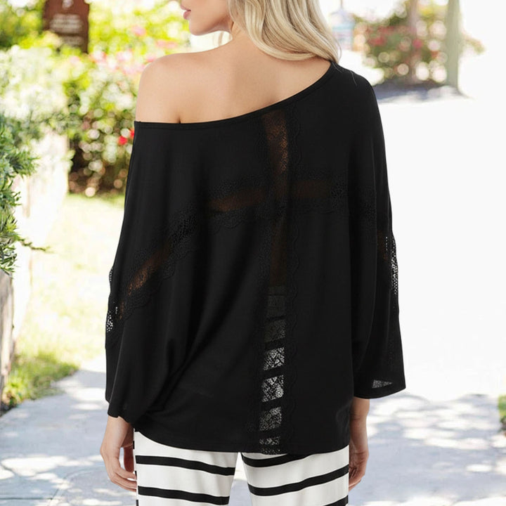 Sheer Off The Shoulder Top Batwing Sleeve Casual Lace Cover Ups Women Sexy Loose Clothes for Going Out Travel like-minded