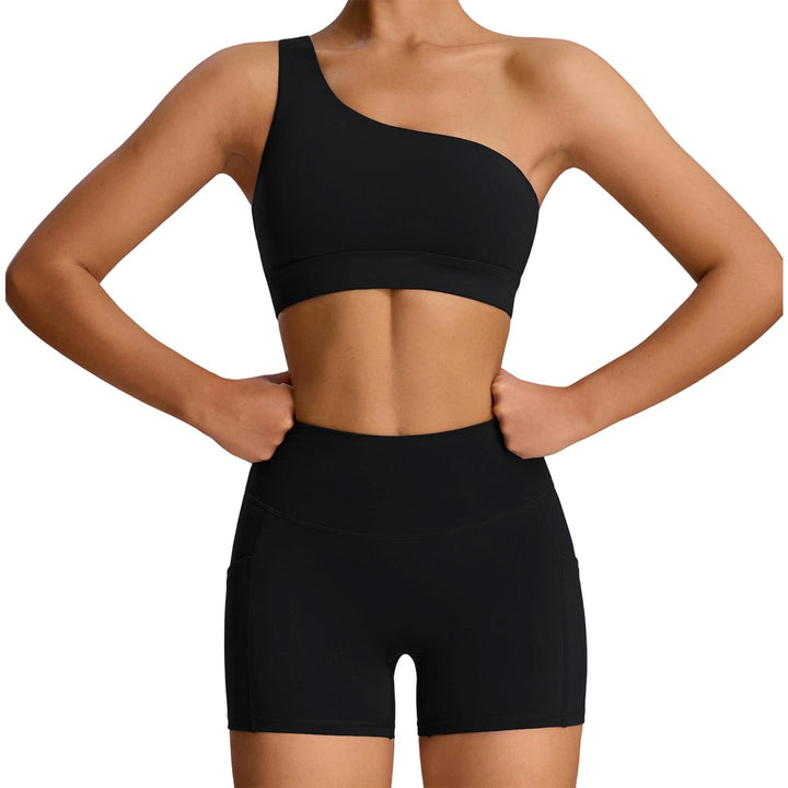 Bra and Shorts Workout Set High Waisted Seamless Off Shoulder Sports Bra and Shorts Lounge Set for Running favorable