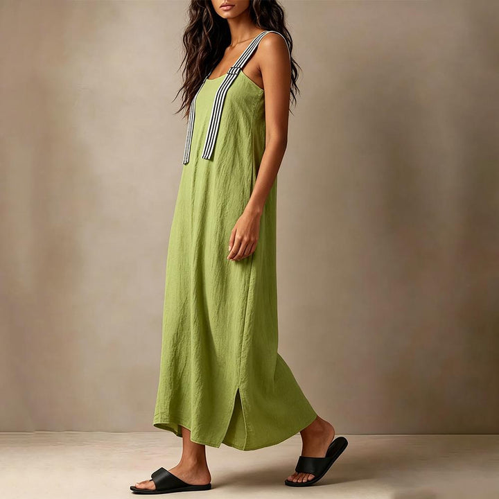 Midi Sleeveless Dresses for Women Striped Shoulder Strap Beach Vacation Loose Sleeveless Dress for Travel useful