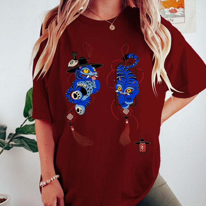Demon Cat Derpy Crew Neck T-shirt