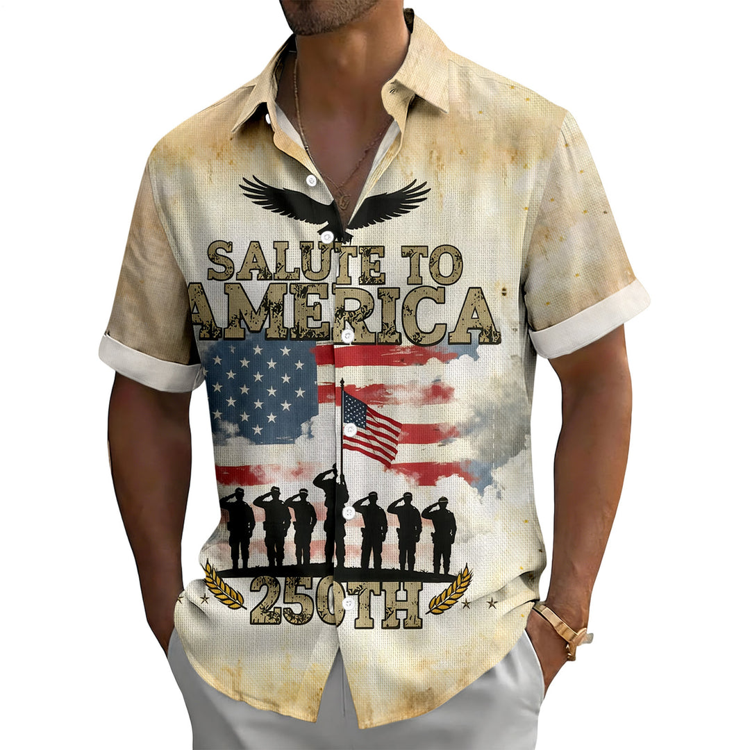Flag Button Up Shirt Men 250 Years of Freedom Short Sleeve Hawaiian Shirts Summer Tops for Independence Day expert