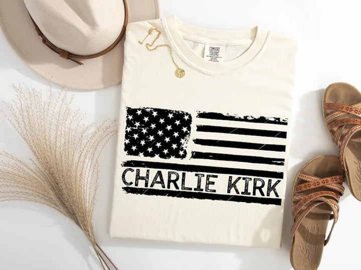 Charlie Kirk Memorial Washed Cotton Crew Neck T-Shirt