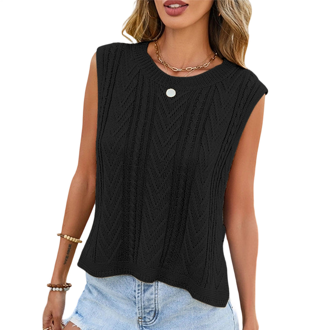 Knit Sleeveless Tops for Women Crew Neck Casual Cable Knit Tank Tops Solid Summer Sleeveless Shirt Daily Wear successful
