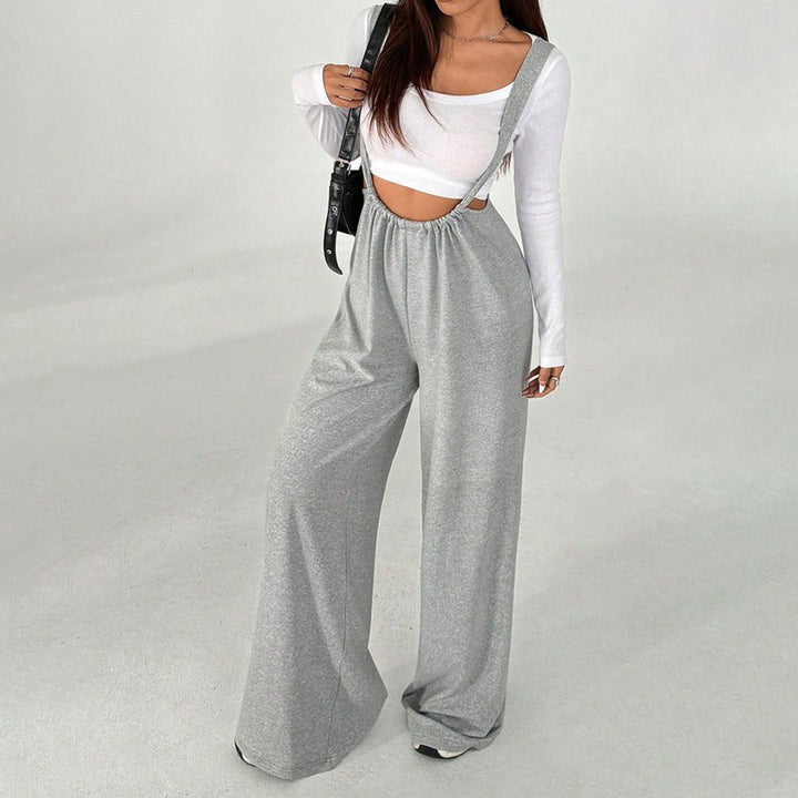 Womens Suspender Pants High Waisted Casual Sleeveless Jumpsuit Baggy Wide Leg Suspender Overalls for Travel classy