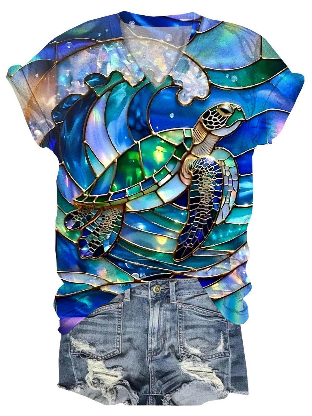 Sea Turtle Women's Short Sleeve V Neck T-Shirt