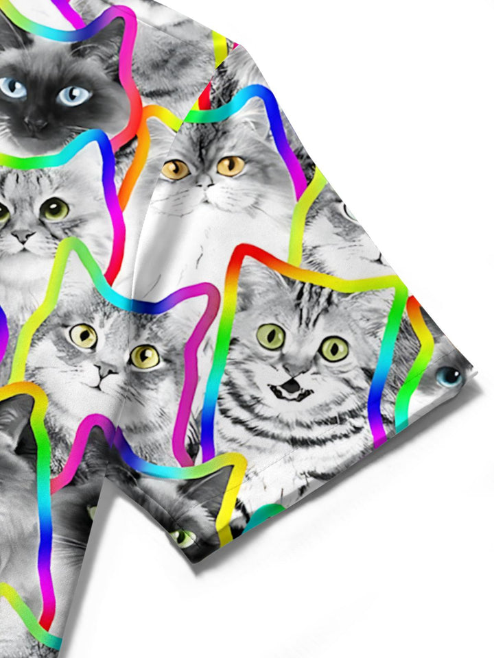 Cat Print Women's Short Sleeve Shirts