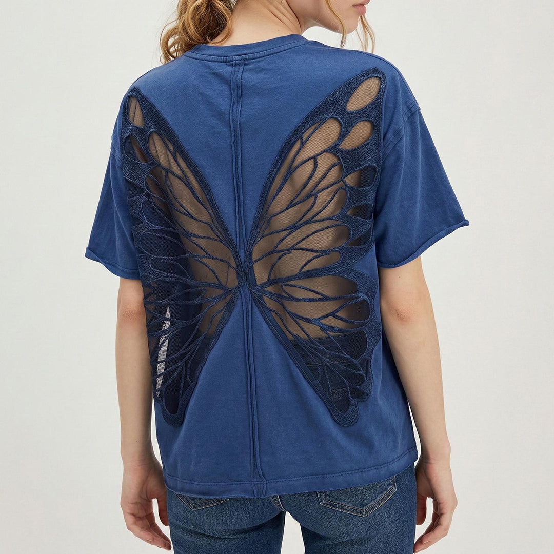 Cut Out Tops for Women Butterfly Cut Out Back Fashion Casual T Shirts Loose Fit Basic Tops for Going Out newcomer