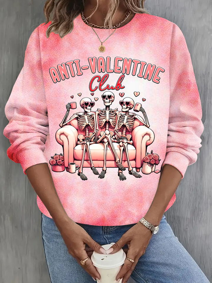 Anti Valentine Club Long Sleeve Casual Top