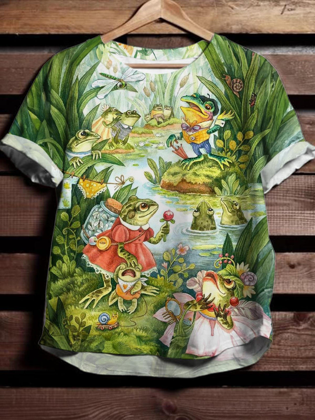Vintage Frog Meeting Crew Neck T-shirt