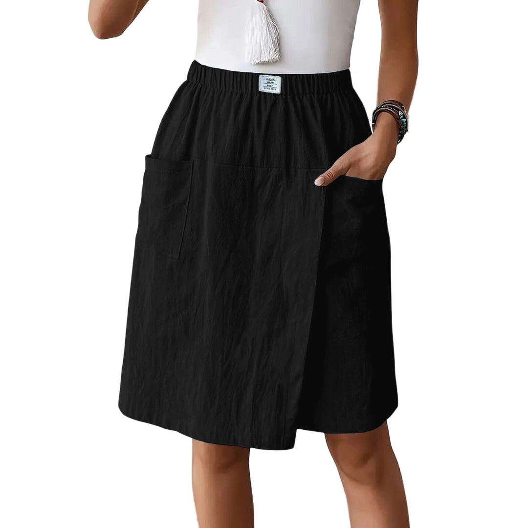 Womens Skorts with Pockets Wrap Summer Casual Bermuda Shorts Elastic Waist Wide Leg Skorts for Running Sports regular