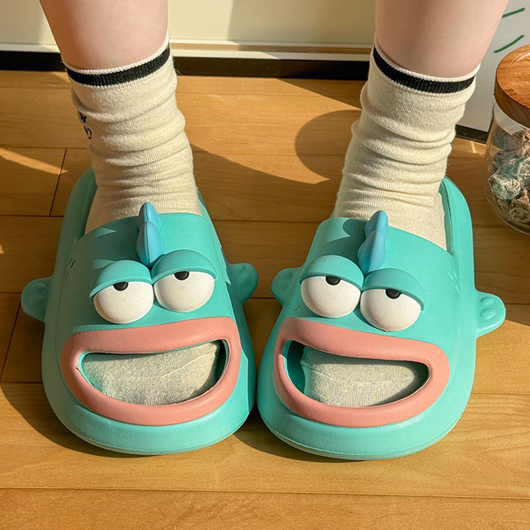Fish Slippers for Women Open Toe Indoor Funny Animal Slippers Cartoon Anti-Slip Shower Slides for Bedroom ingenious